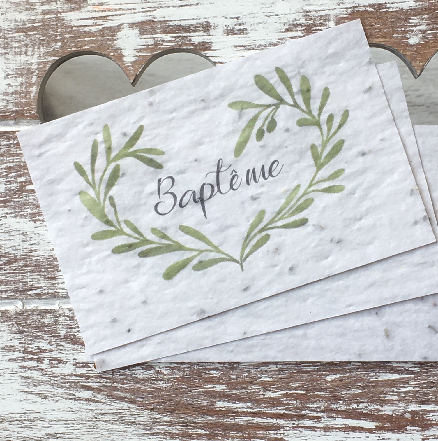 Lot de 10 mini cartes « Baptême » - fleurs sauvages