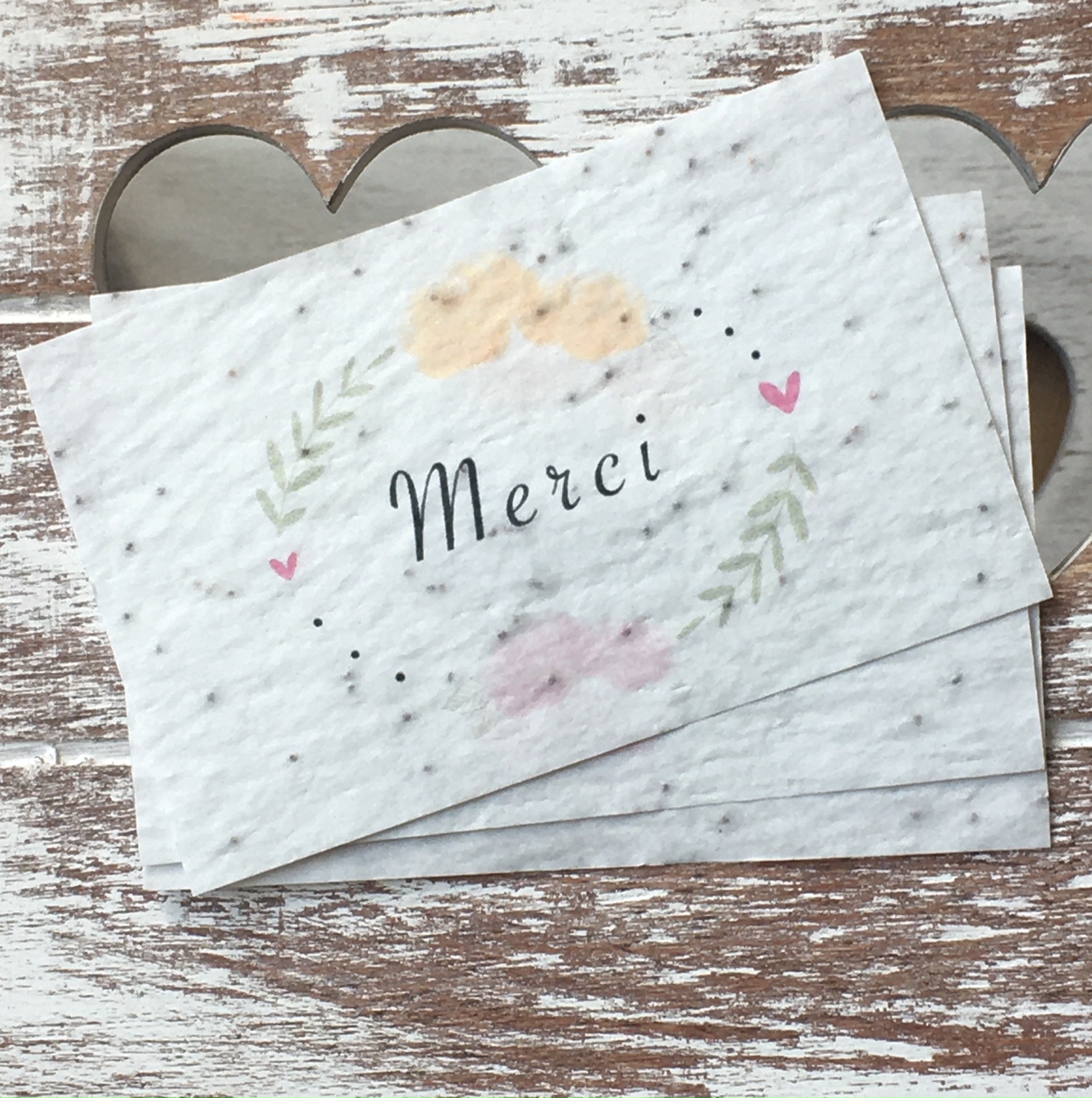 Lot de 10 mini cartes « Merci » - Fleurs sauvages