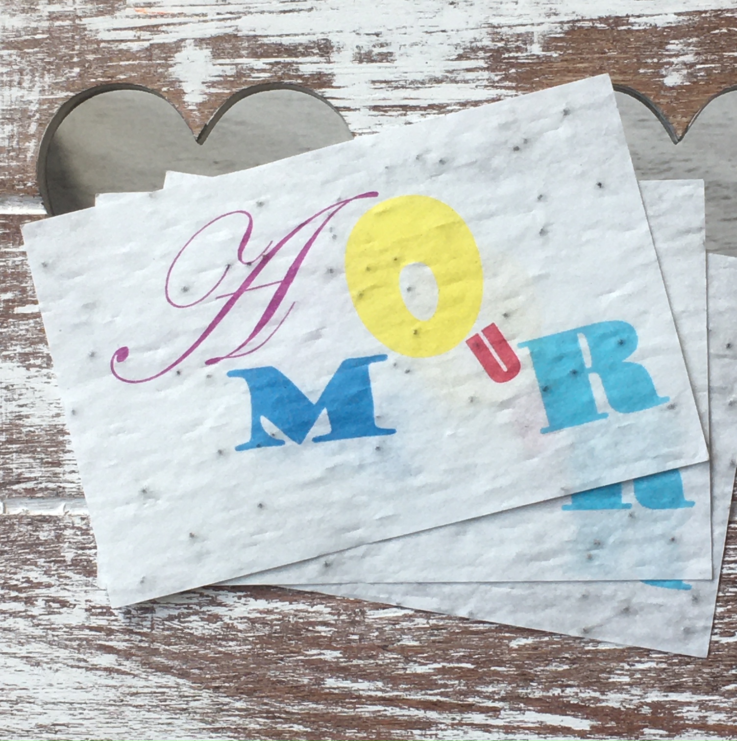 Lot de 10 mini cartes « Amour - coquelicots bio