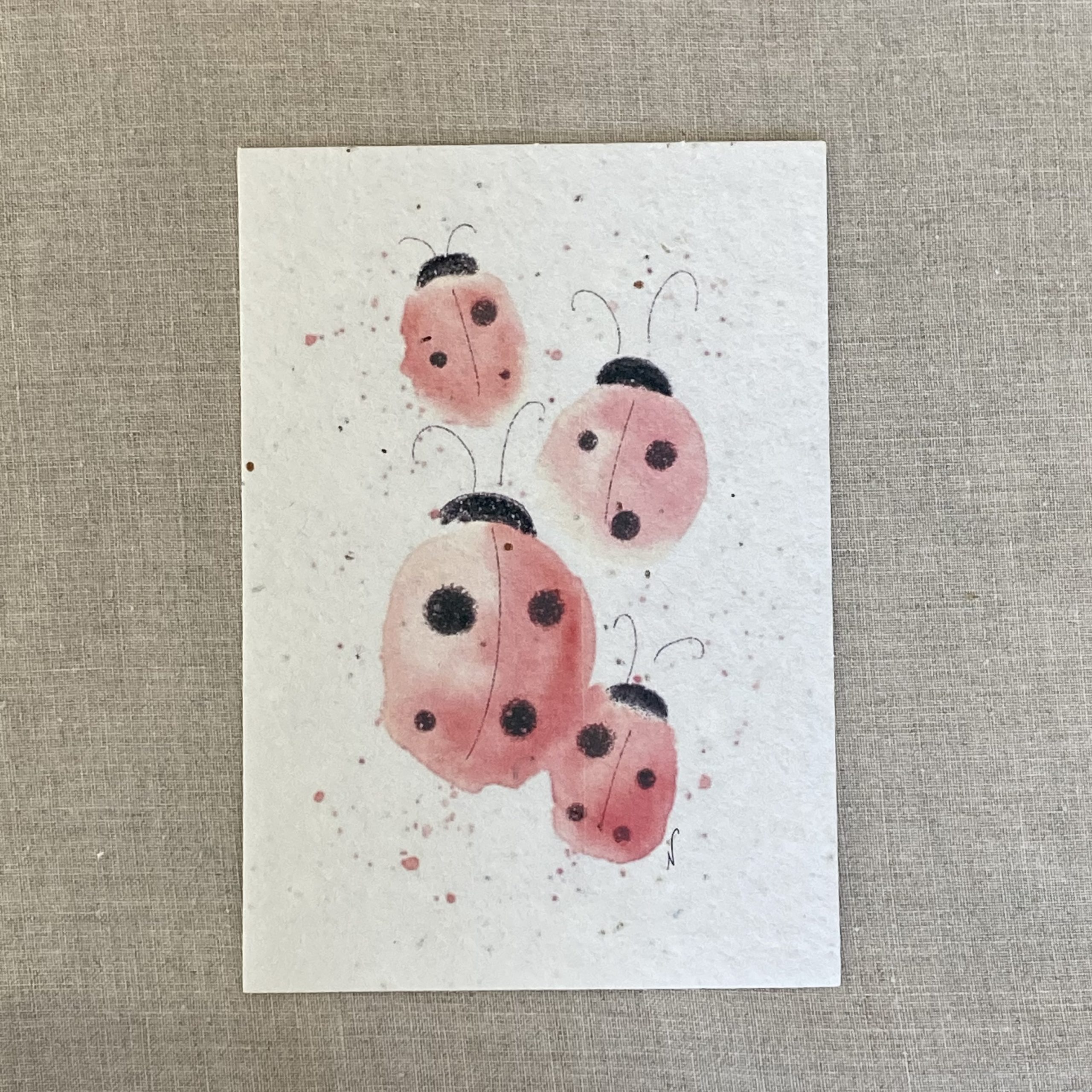 Coccinelles aquarelle - Carte à planter A6