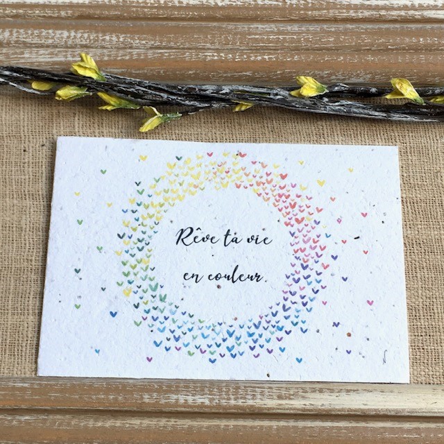 Rêve ta vie en couleur arc en ciel - carte à planter A6