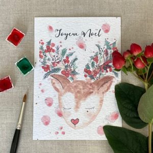 Biche aquarelle – Carte à planter A6