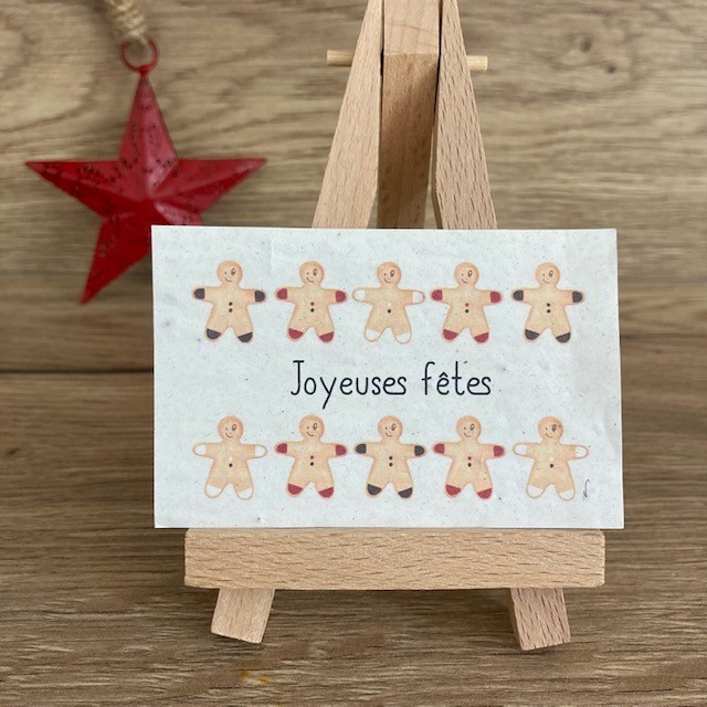 Lot de 10 mini cartes Noël "Farandole de pains d'épices" - Fleurs sauvages