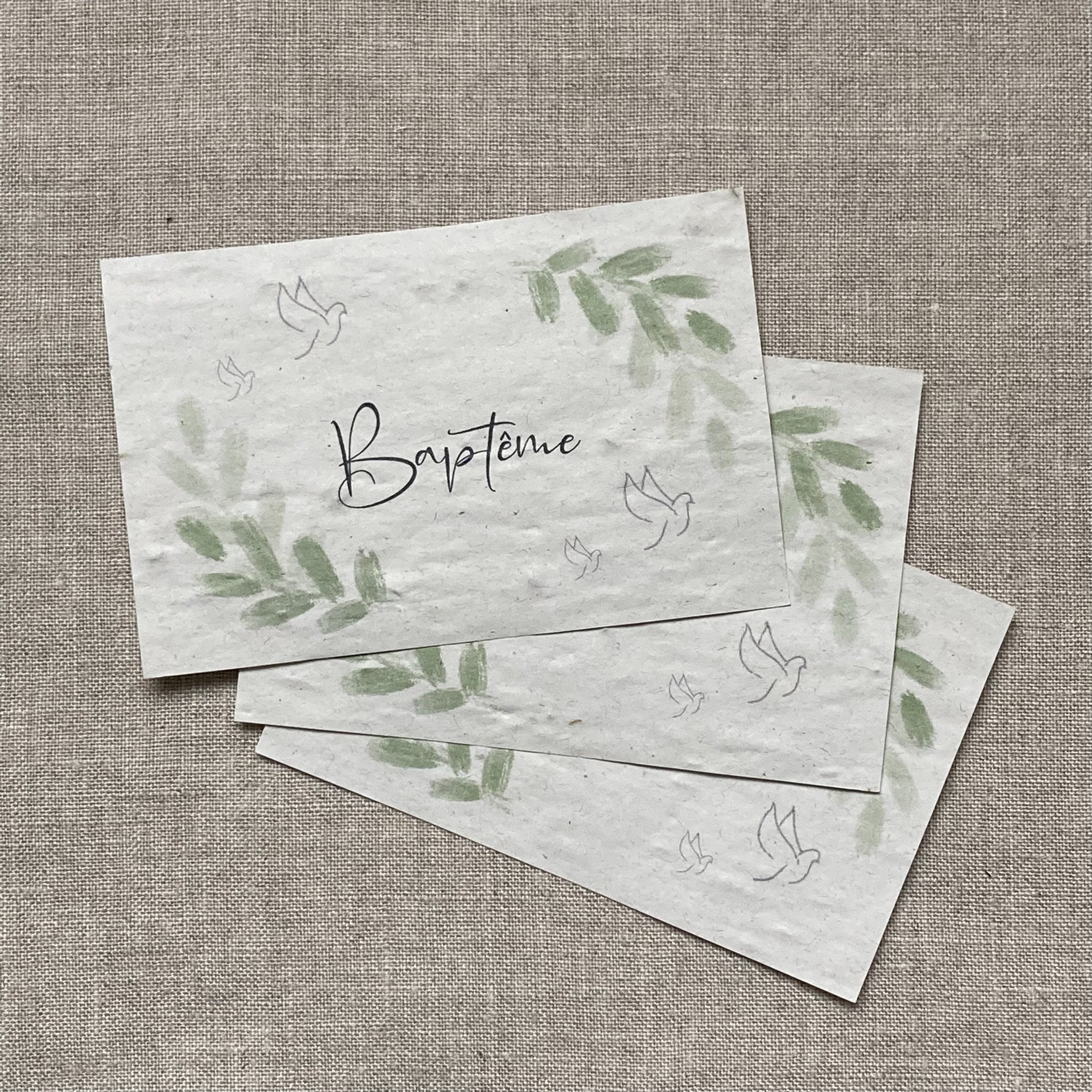 Lot de 10 mini cartes « Baptême colombes » - fleurs sauvages