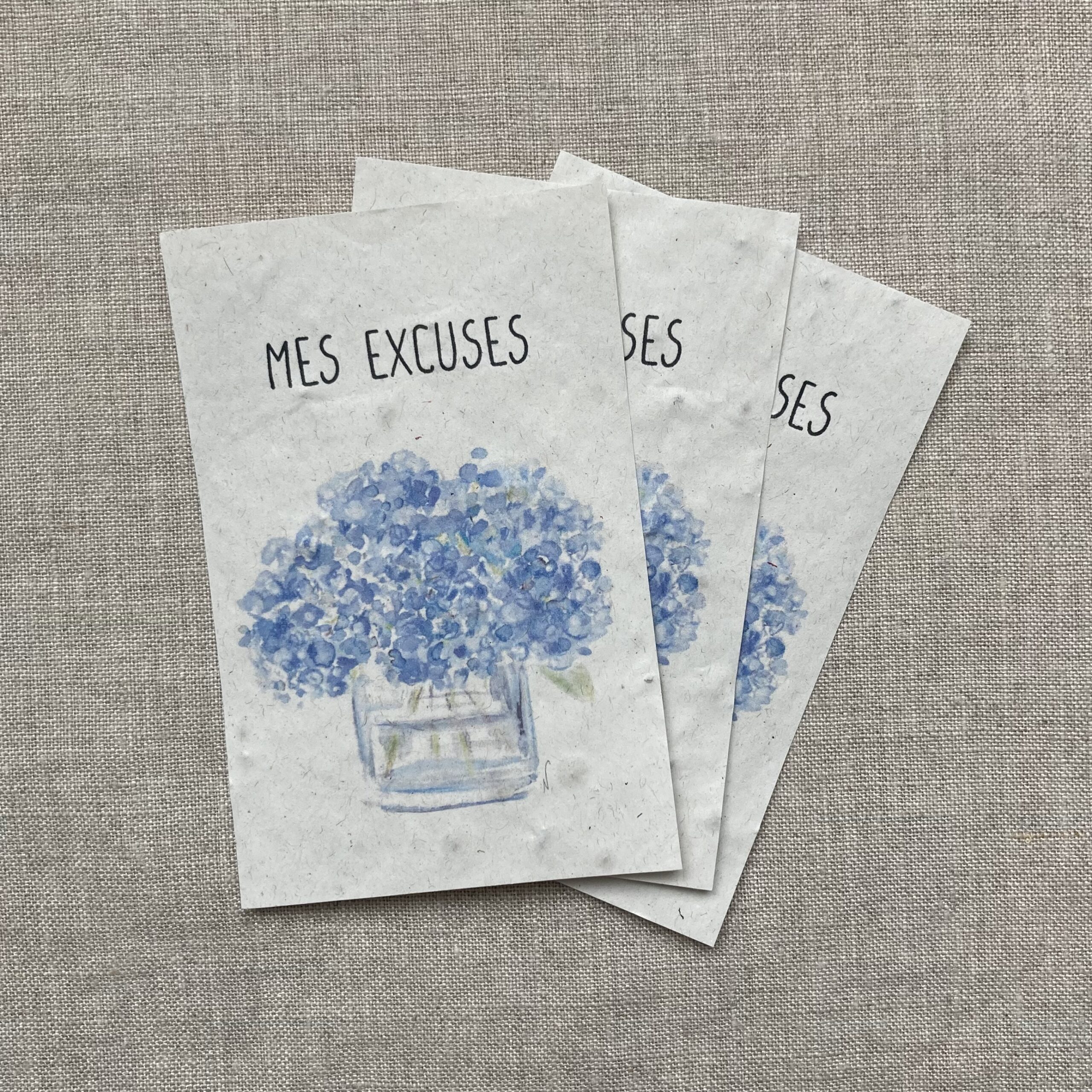 Mes excuses hortensias - lot de 10 mini cartes - Fleurs sauvages