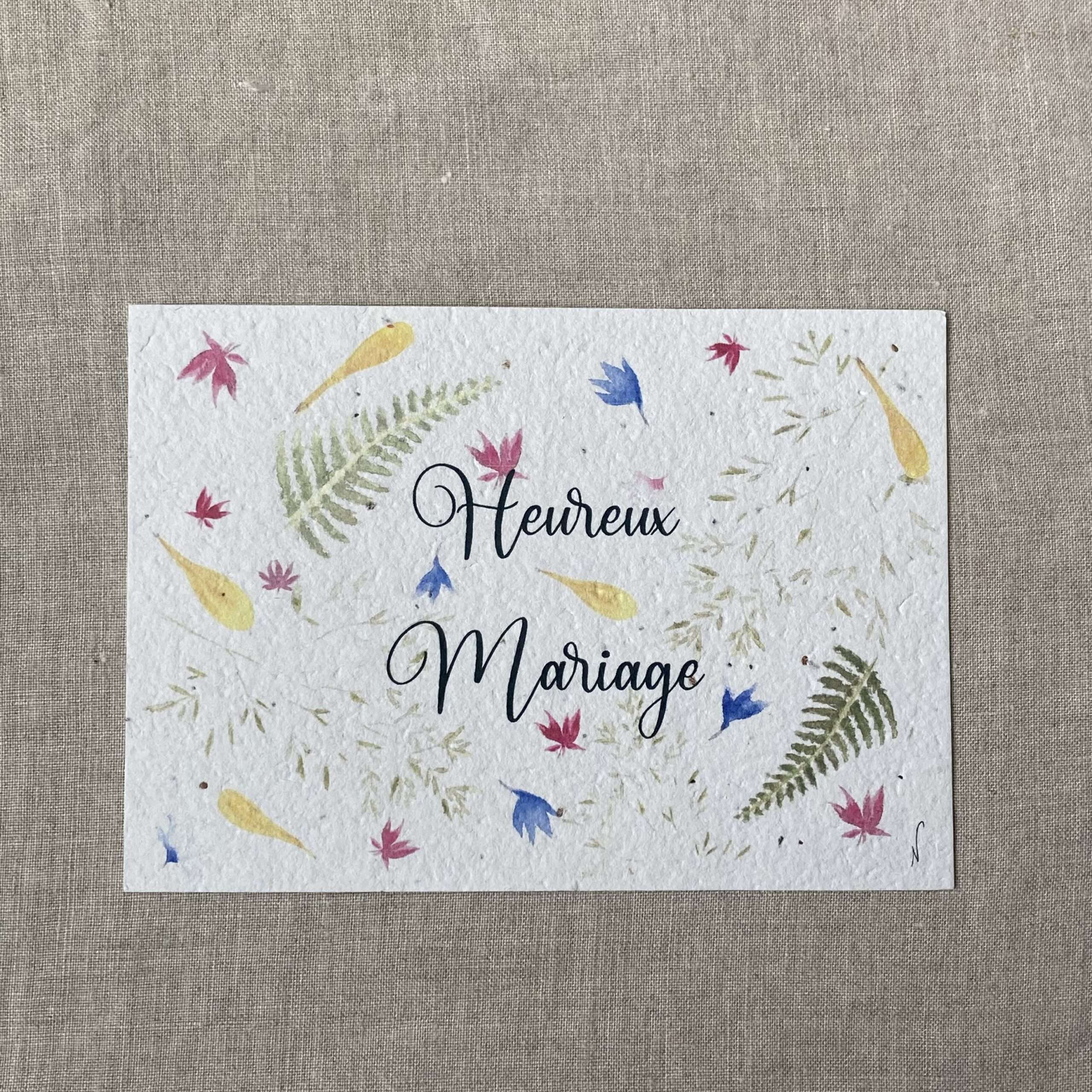 Heureux mariage - Carte à planter A6 poétique