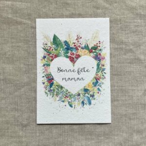Bonne fête maman coeur fleuri – Carte à planter A6